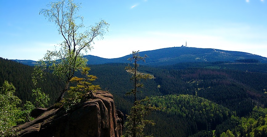 Blick von den Rabenklippen auf den Brocken